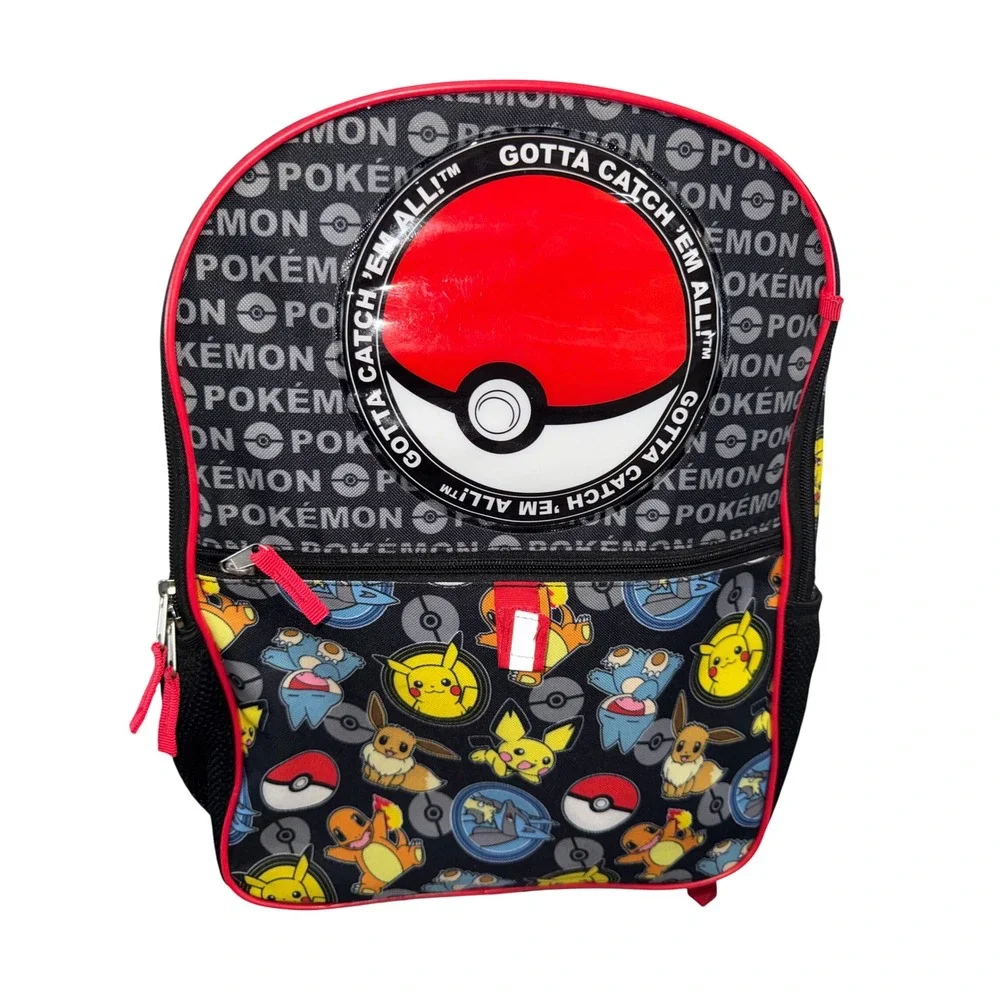 Pokemon Bioworld Backpack Pikachu Eevee Charmander Black Red Kids School Bag